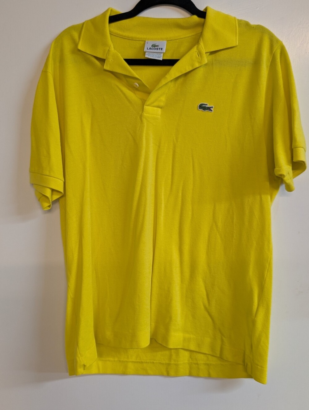 Vintage Lacoste Men's Bright Yellow Pique Polo with Crocodile Logo Size 5